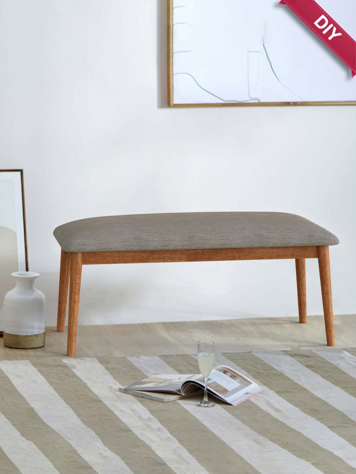 Picardy Vanity Stool Fabric/Antique Pearl - Acme Furniture