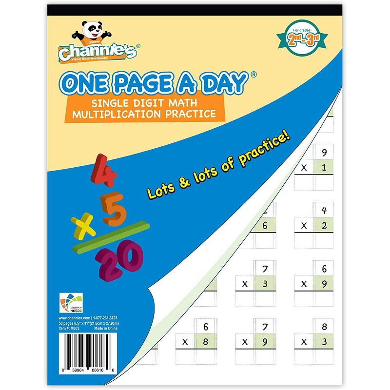 One Page A Day Single Digit Multiplication Workbook and Dry Erase Poster Math Kit - Channie's