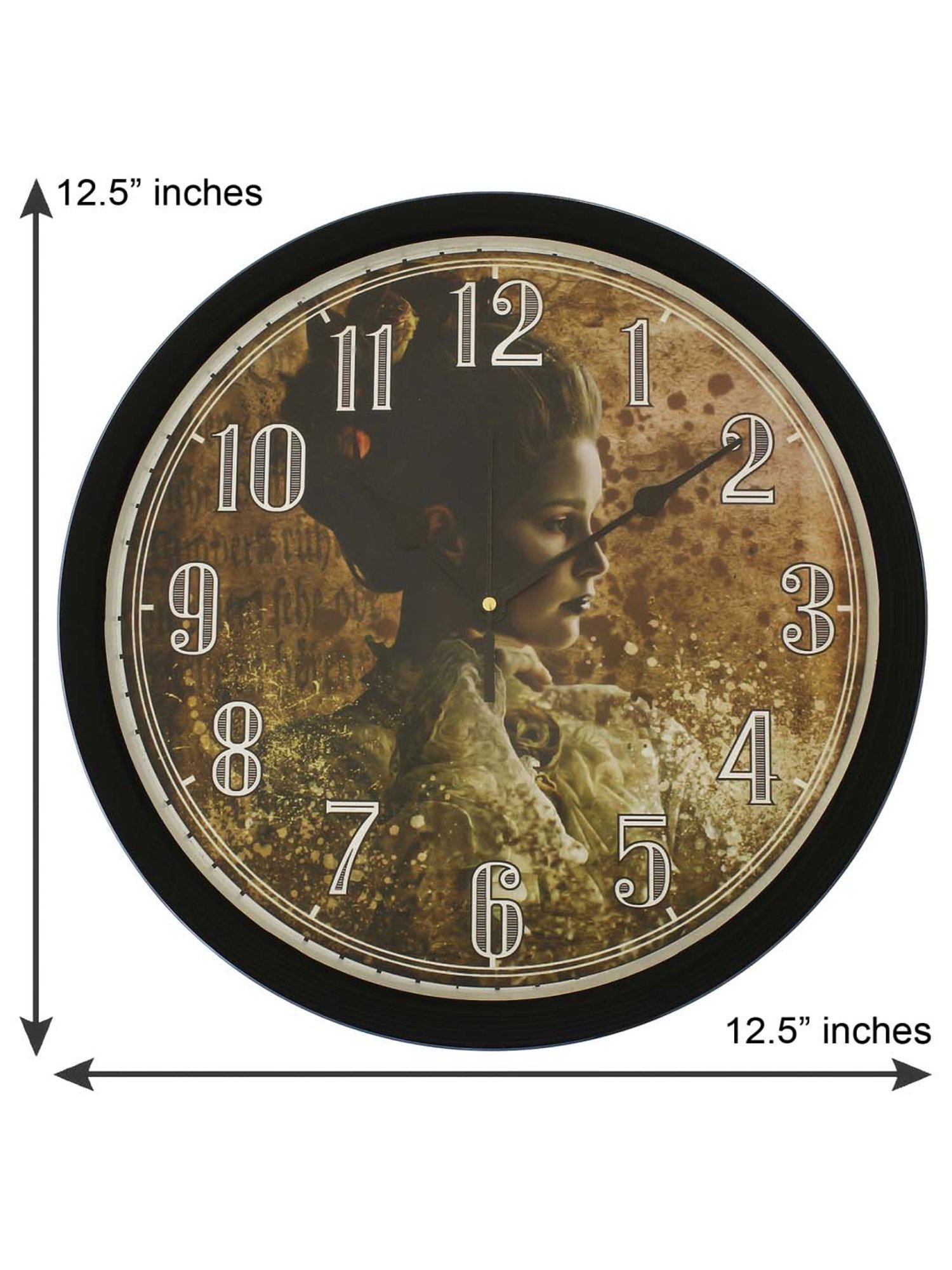 eCraftIndia Designer Round Analog Black Wall Clock