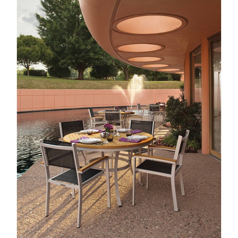 Travira 2pk Sling Armchair with Powder Coated Aluminum Frame - Black Sling - Natural Tekwood Armcaps - Oxford Garden