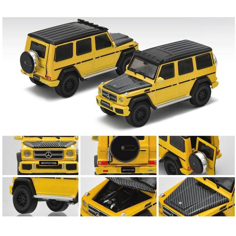 Mercedes Benz AMG G63 Yellow with Black Top and Carbon Hood 1/64 Diecast Model Car by Era Car