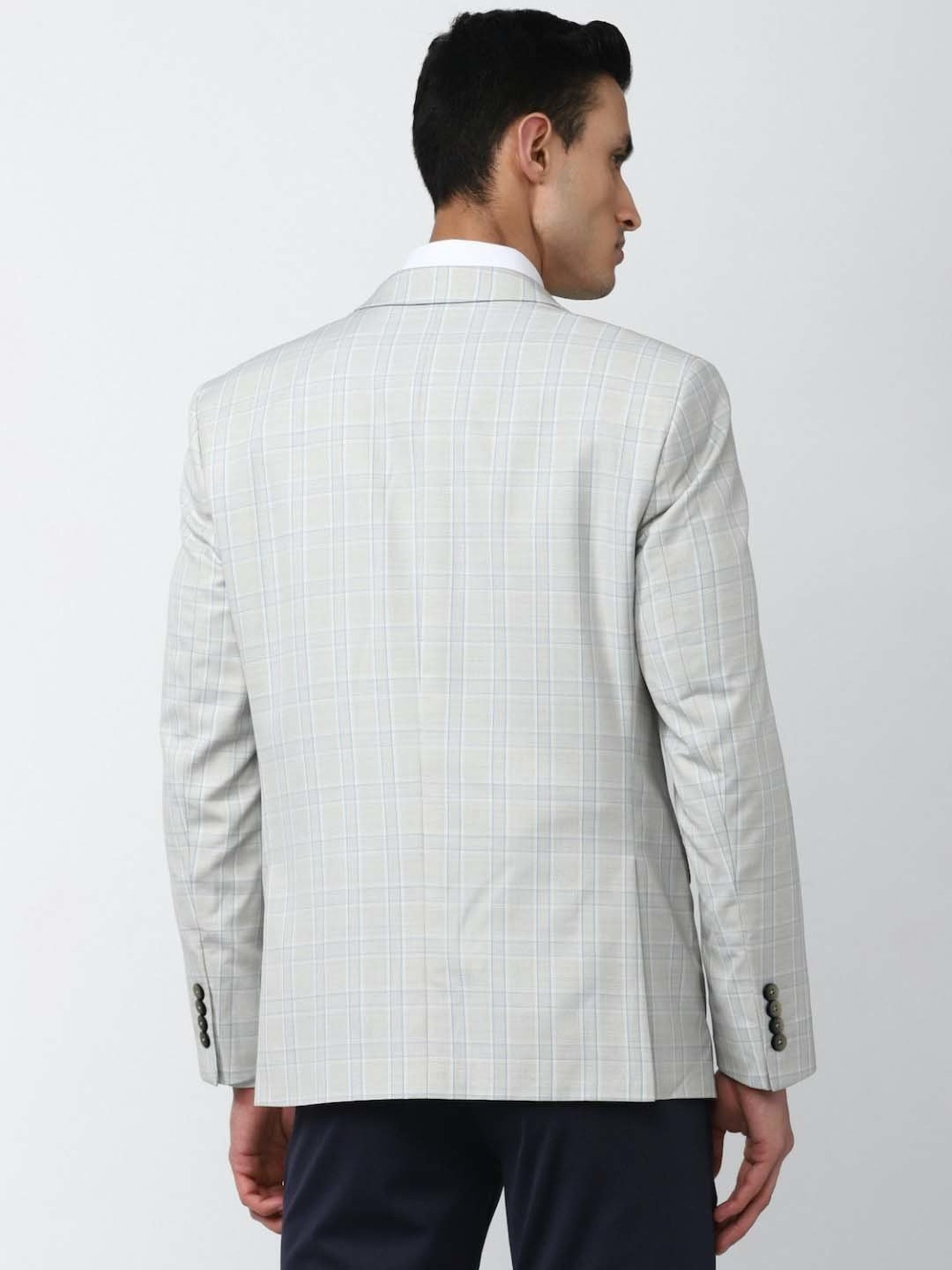 Van Heusen Grey Slim Fit Checks Blazer