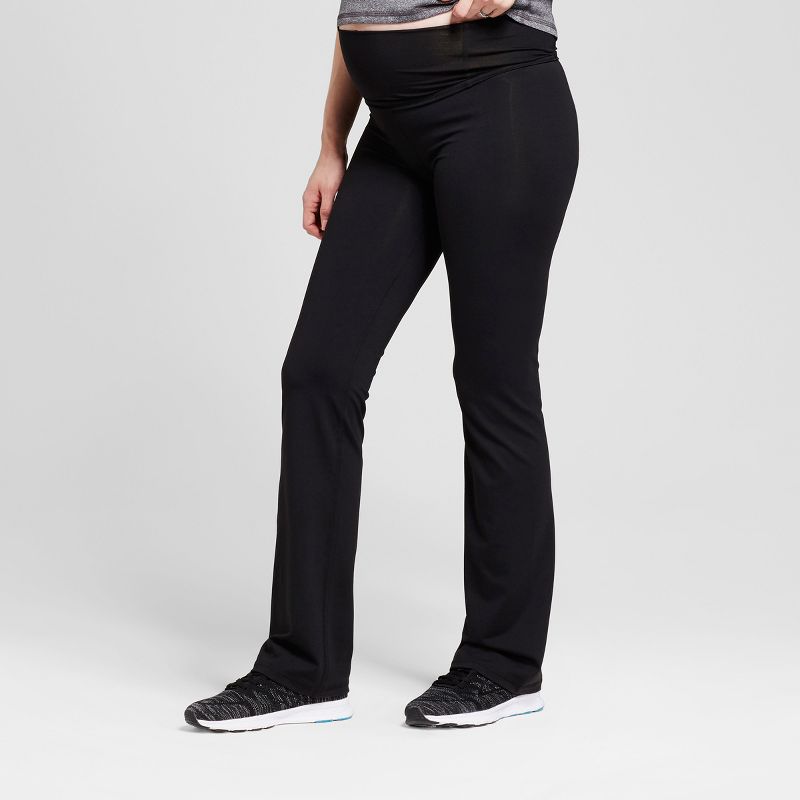 Maternity Crossover Panel® Active Bootcut Pants - Isabel Maternity™ by Ingrid & Isabel® Black XS
