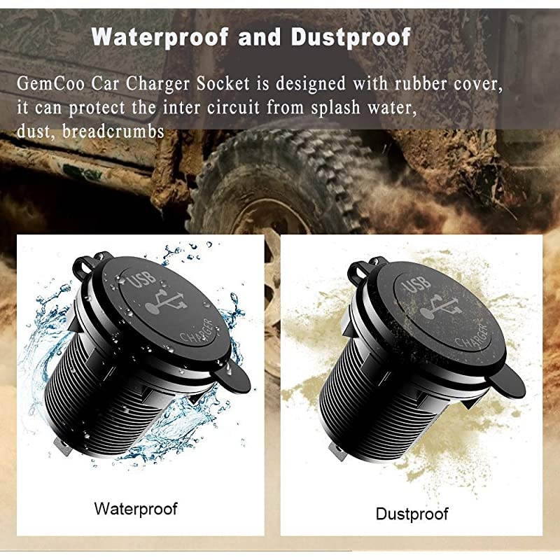 Charge 30 USB Car Charger Socket 12V24V 36W Dual QC30 USB Fast Charger Socket Power Outlet with LED Voltmeter for Marine Boat Motorcycle Truck Golf Cart Red White