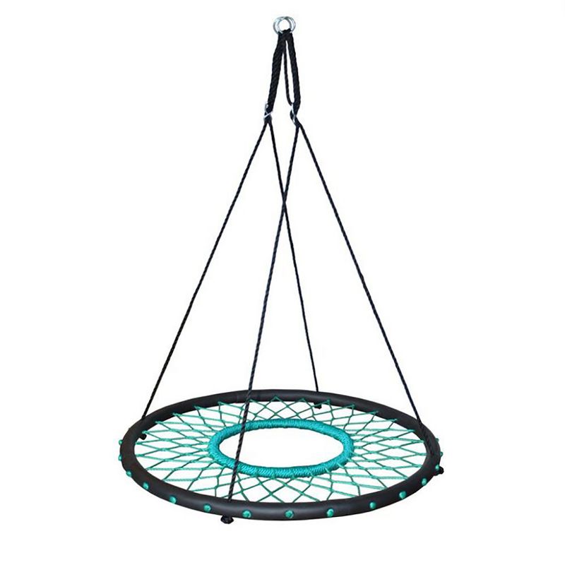 Swinging Monkey Giant 40 Inch Diameter 400 Pound Weight Capacity Tarzan Spider Web Fabric Outdoor Tree Saucer Swing, Teal