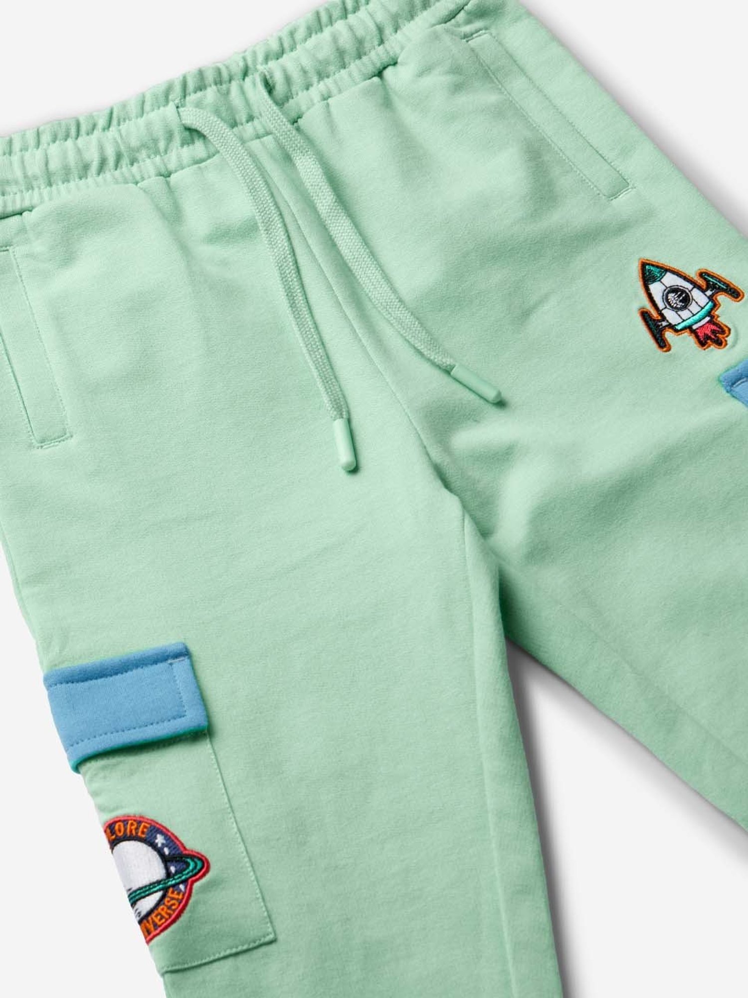 The Souled Store Kids Green Cotton Printed Joggers