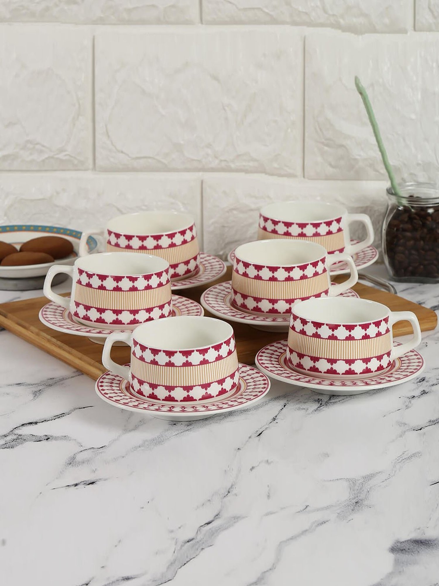 India Circus Multicolor Ceramic Tea Cup Set - Set of 6