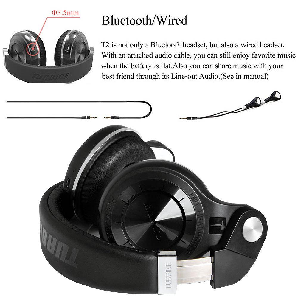 Bluedio T2+ Wireless Bluetooth Headphones with Microphone for Mobile Phone - White