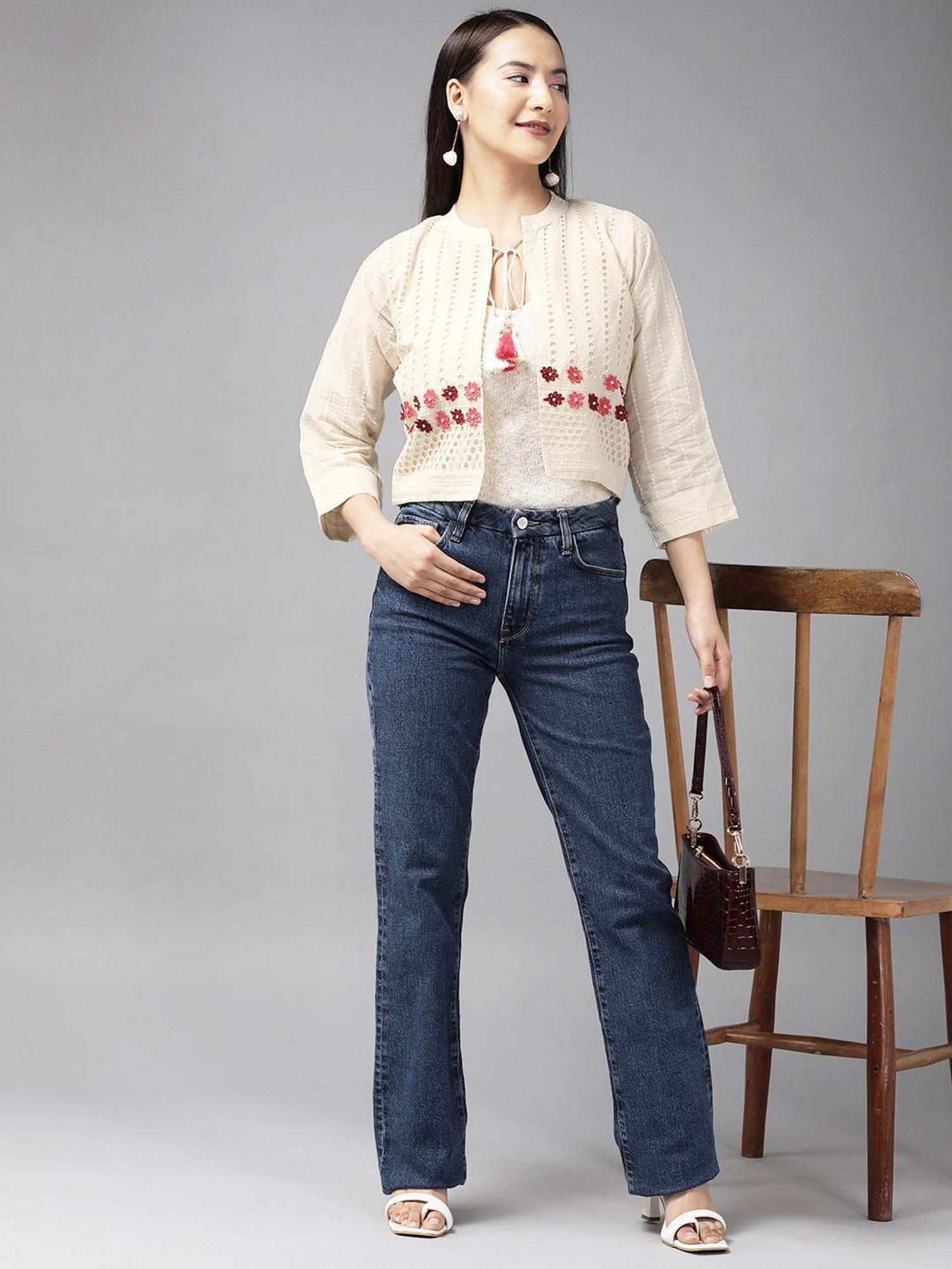 Aarika Cream Cotton Embroidered Ethnic Jacket