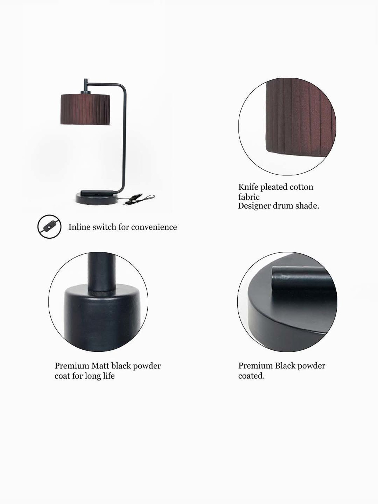 DecorativeRay Red PVC Study Table Lamp - Set of 1