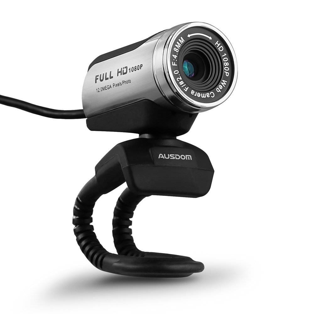 AUSDOM 1080P HD USB Webcam with Built-in Microphone,12.0MP, Auto Exposure, Digital Zoom, Clip-On/Freestanding Network Computer Camera Web Cam