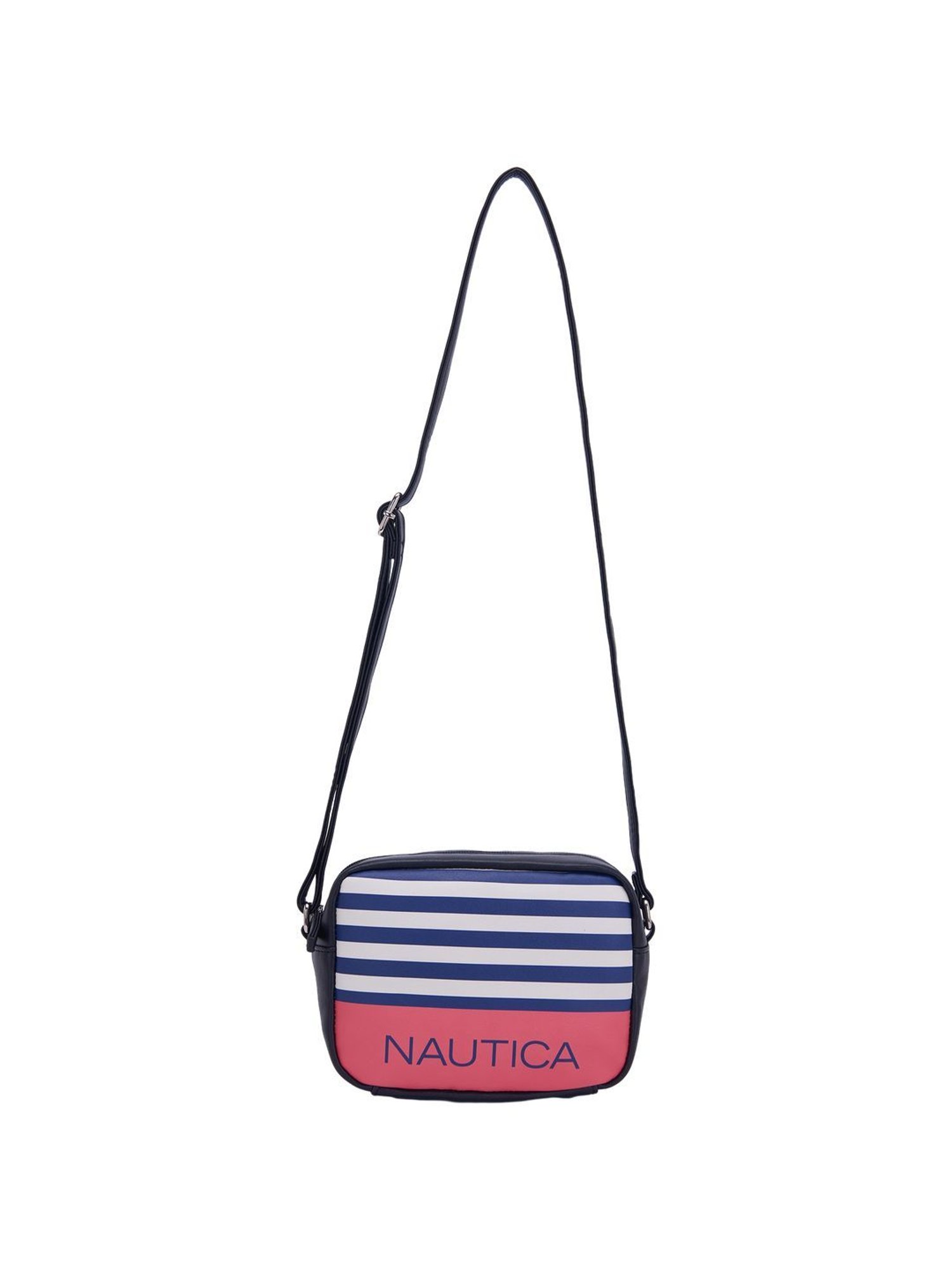 Nautica Black Striped Medium Sling Handbag