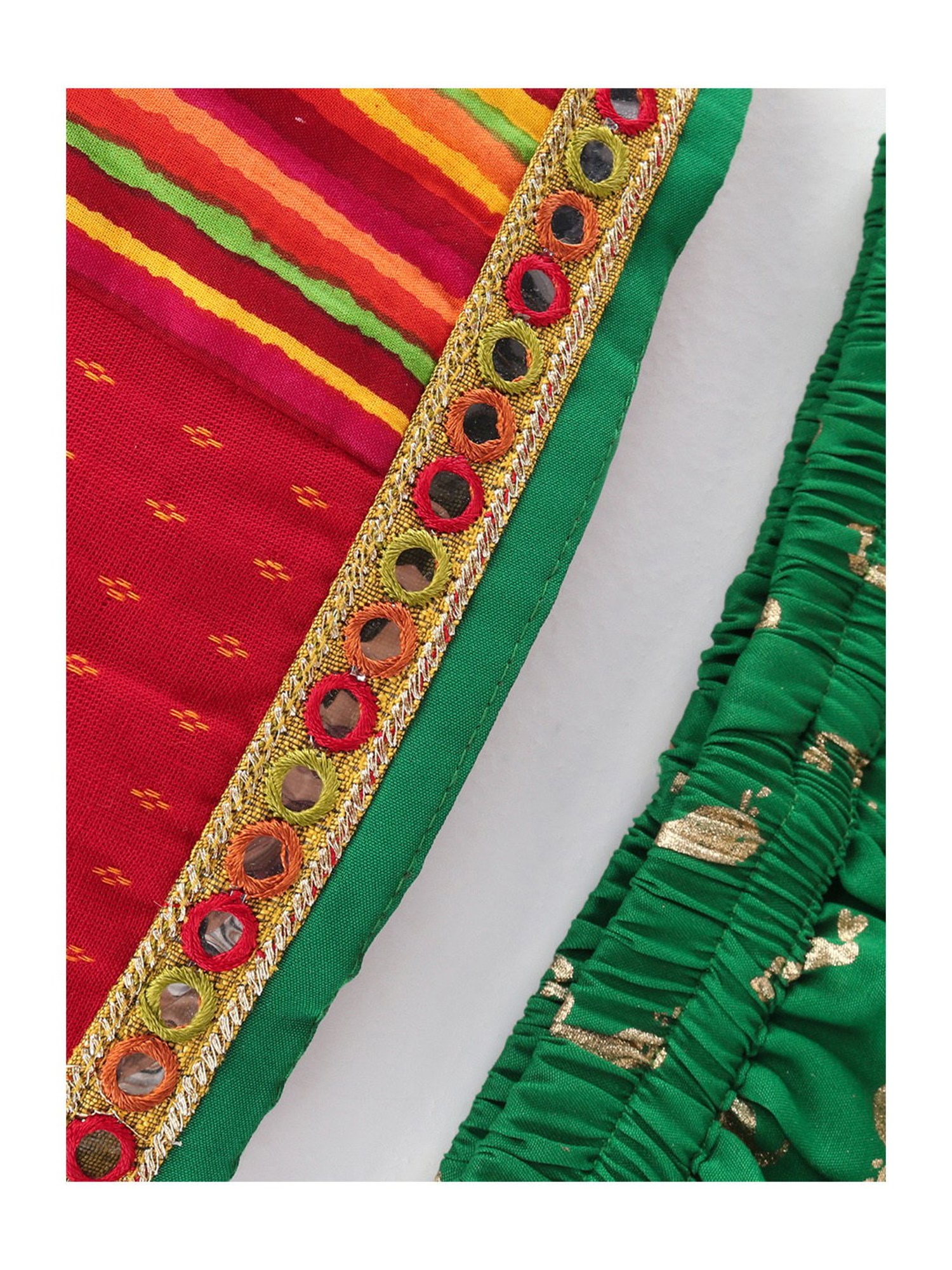 TWISHA Kids Red & Green Embroidered Top with Dhoti
