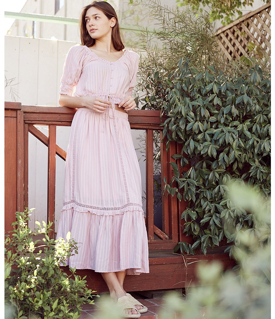 Shabby Chic Fauna Tiered High Rise Coordinating Midi Skirt