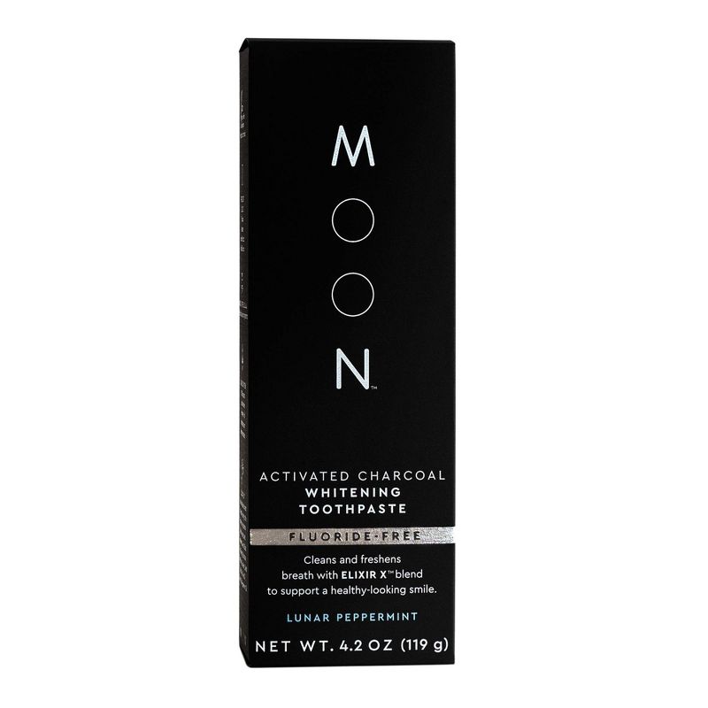 Moon Activated Charcoal Fluoride-Free Whitening Vegan Paraben + SLS Free Lunar Peppermint Toothpaste - 4.2oz