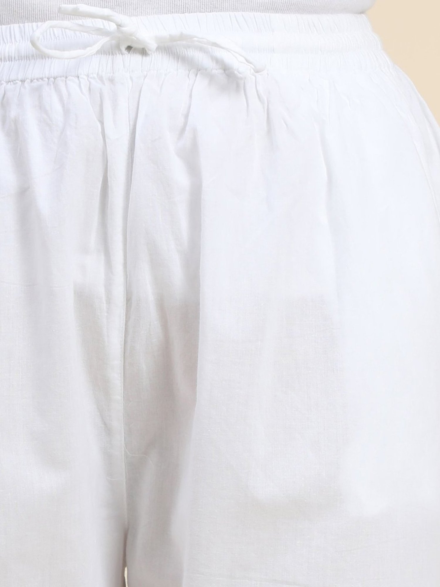 HOK Chikankari Cotton Pant Trouser White