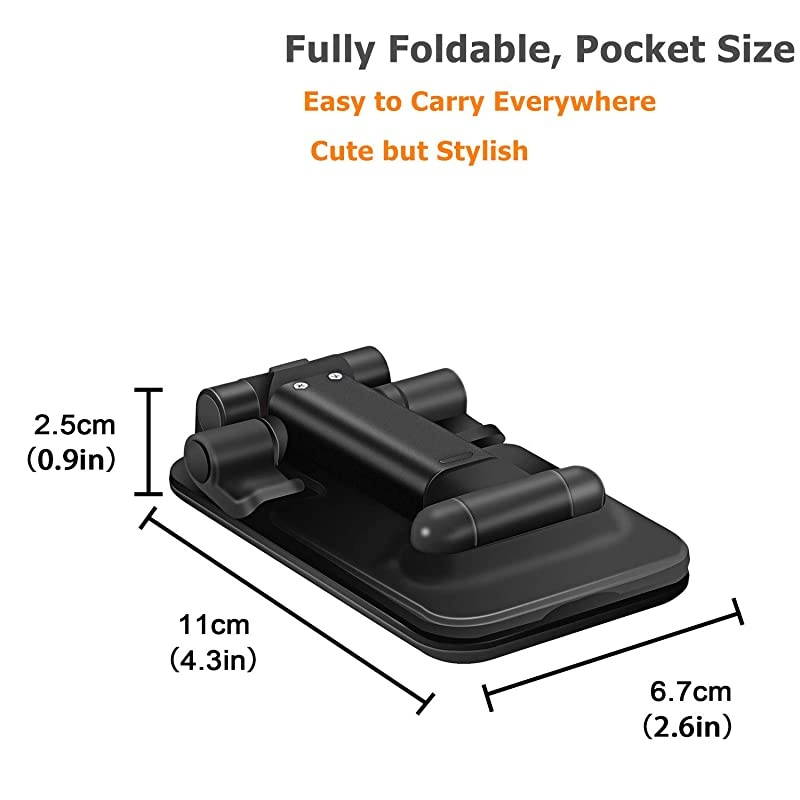 Cell Phone Stand Fully Foldable Desktop Phone Holder Cradle Dock HolderTablet Stand for iPhone X Xr Xs max All Smart Phones and TabletsIpadBlack