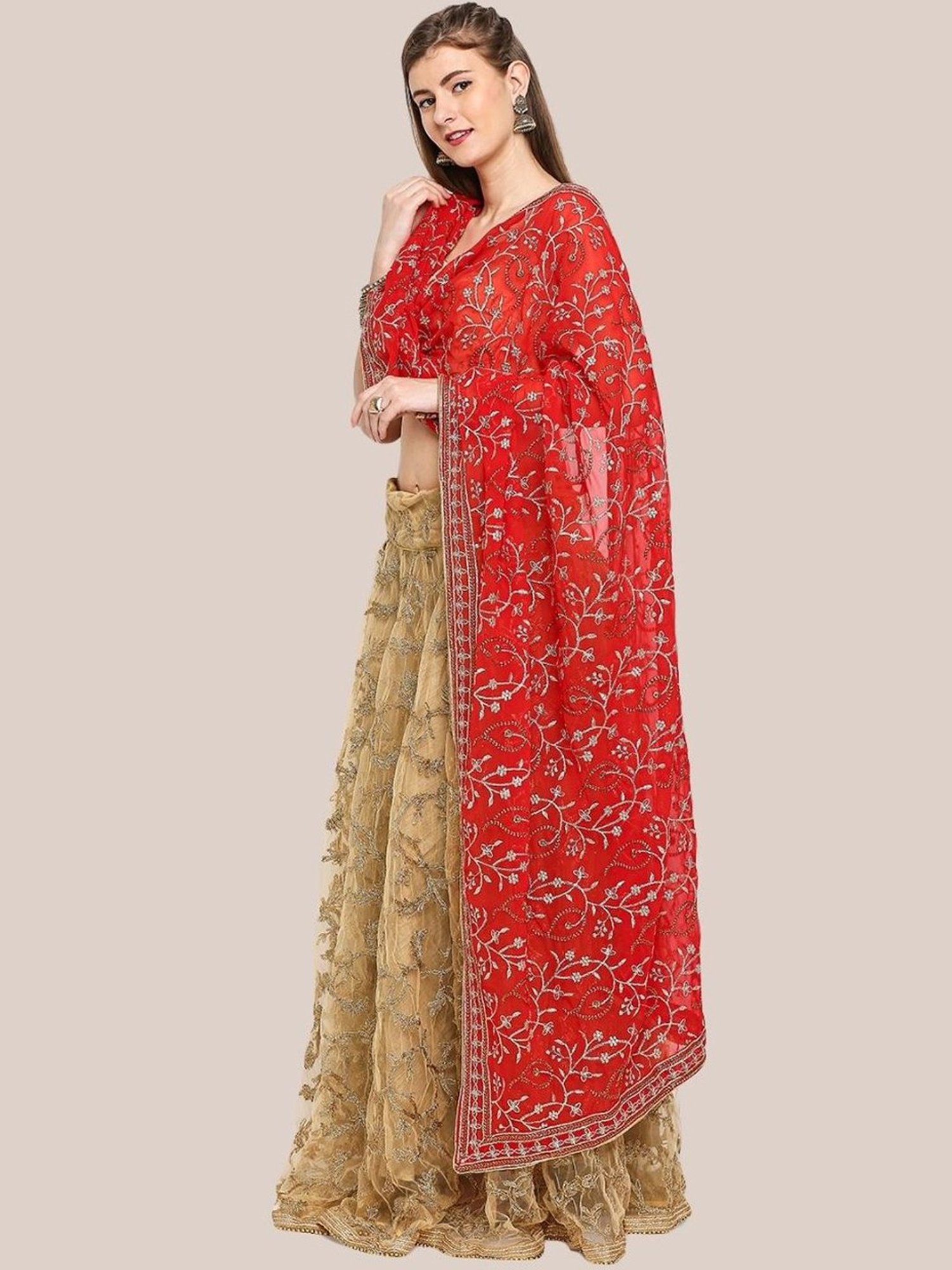 Stylum Red Plain Dupatta