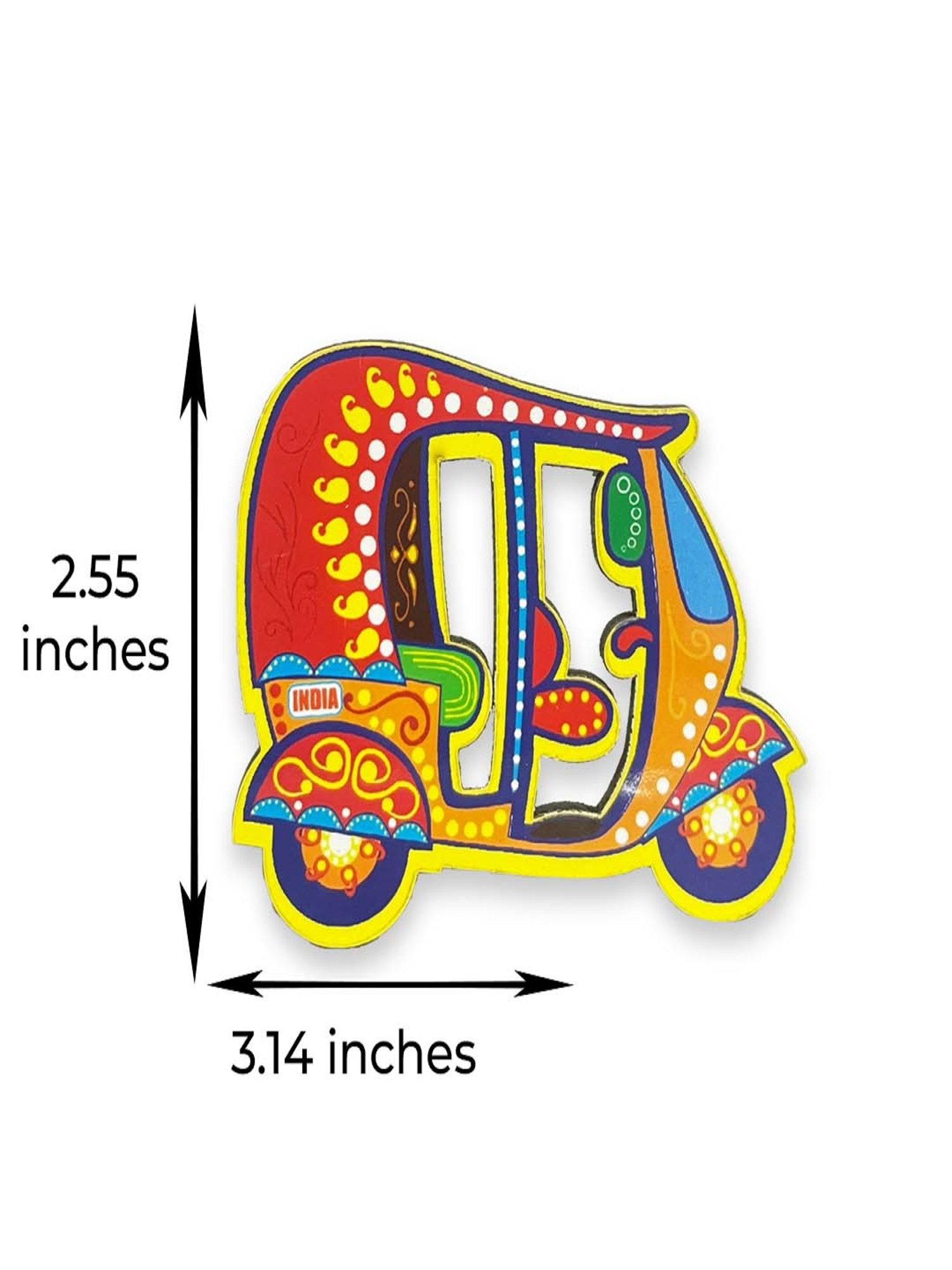 Desi Toys Kids Multicolor Auto Rickshaw Fridge Magnet (3 x 2.5 inches)