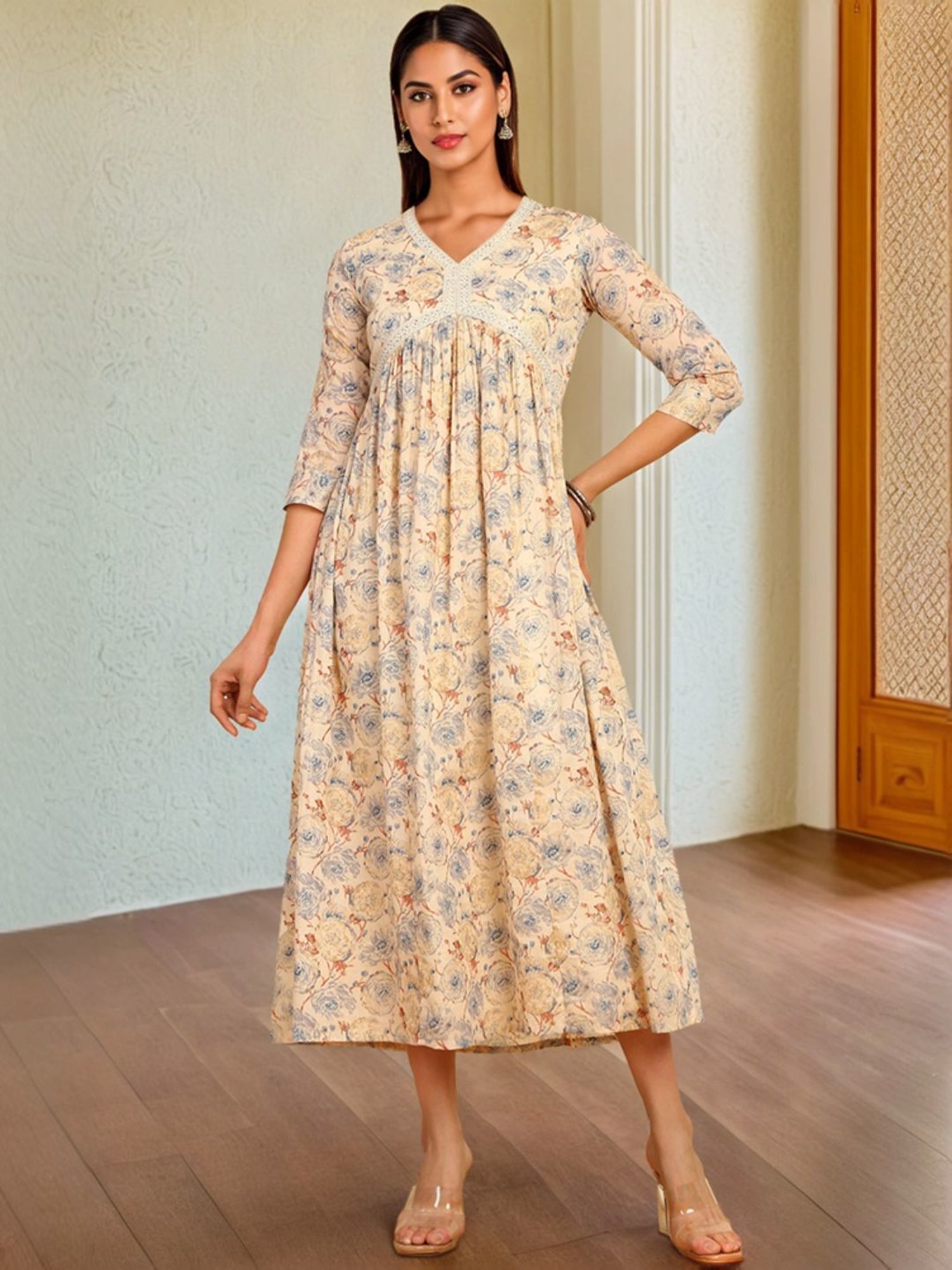 Saffron Threads Red Ethnic Dresses