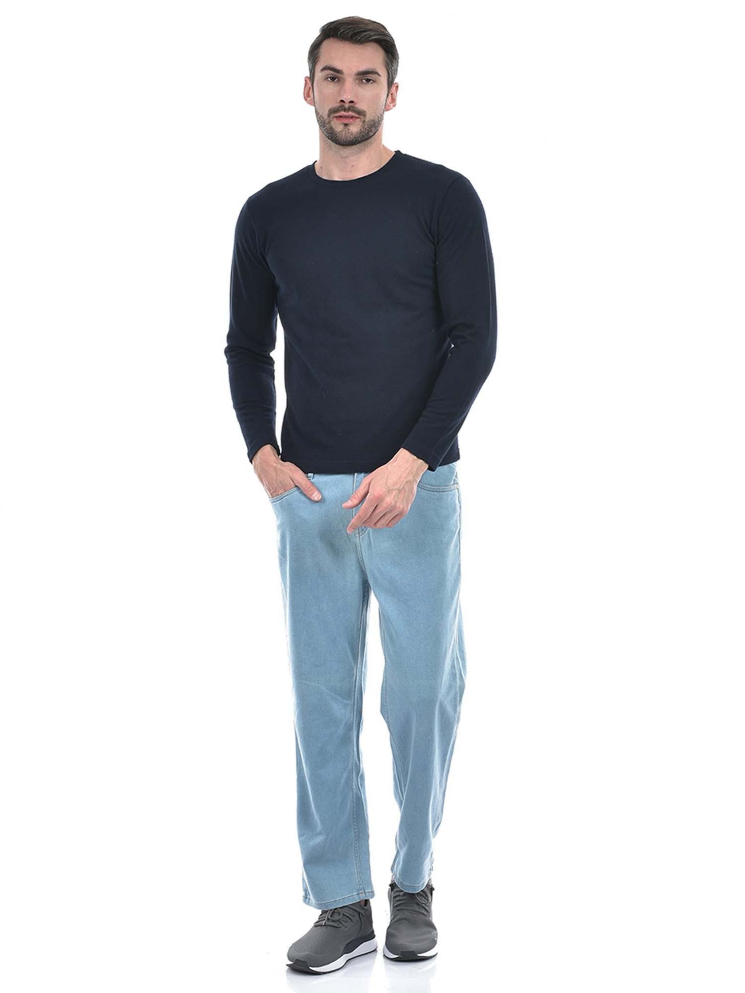 Integriti Navy Regular Fit Textured Crew T-Shirt