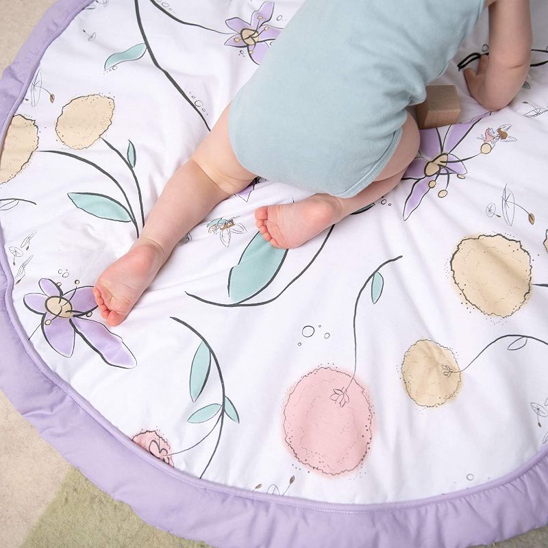 JumpOff Jo - Round Baby Floor Mat for Tummy Time, Play, and More, 36" Diameter - Fairy Blossom