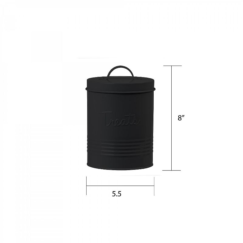 Amici Pet Retro Treats Metal Food Canister, Black, 72oz