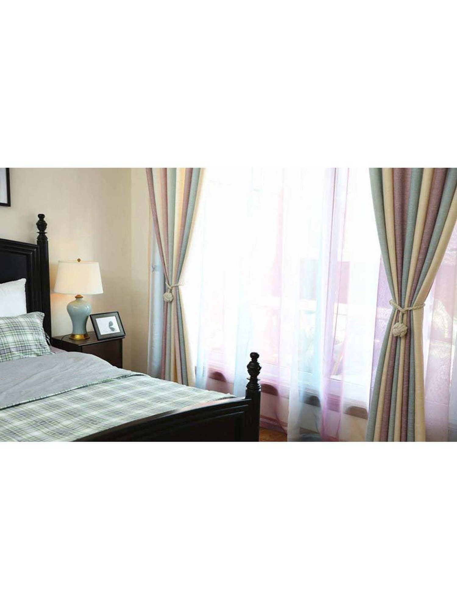 MODERN HOMES Off White Cotton Hand-Knotted Curtain Ropes - Set of 2