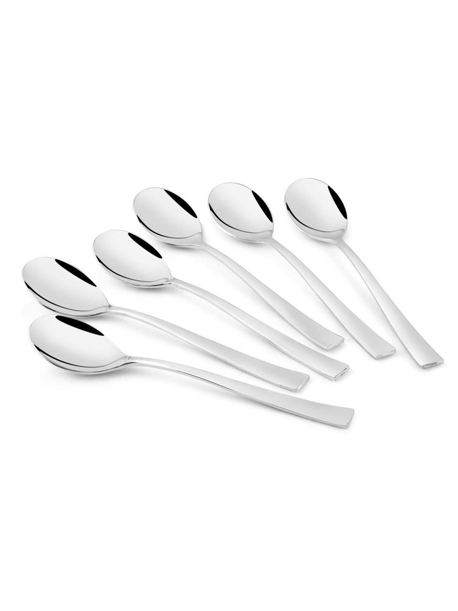 FnS Slimline Silver Stainless Steel Tea Spoons - Set of 6