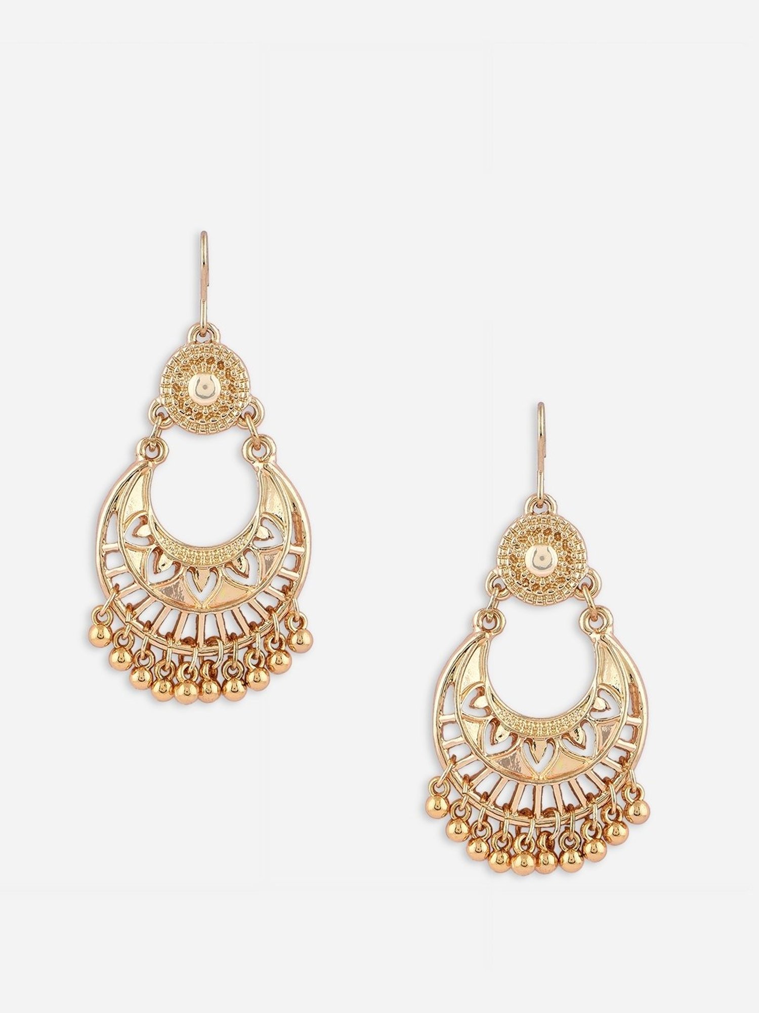 ToniQ Gold-Plated Floral Hook Chand Bali Earrings