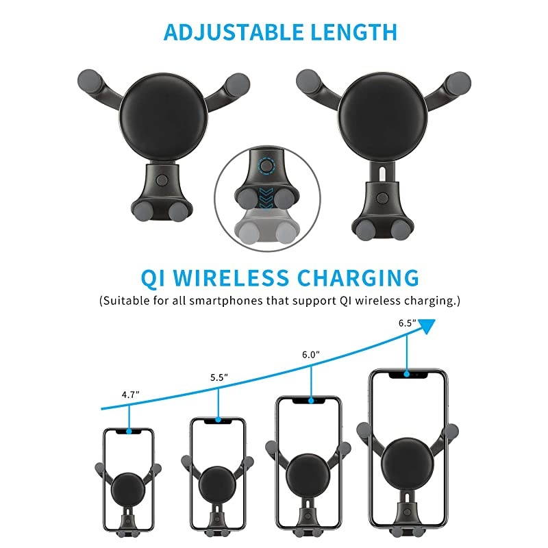 car Charger MountAdjustable BracketGravity SystemFast ChargingCompatible with iPhone Xs MaxXSXXR 8 Plus 8 Samsung Galaxy Fold S9 S9+ S8 S8+ S7 Edge S7 S6 Edge+