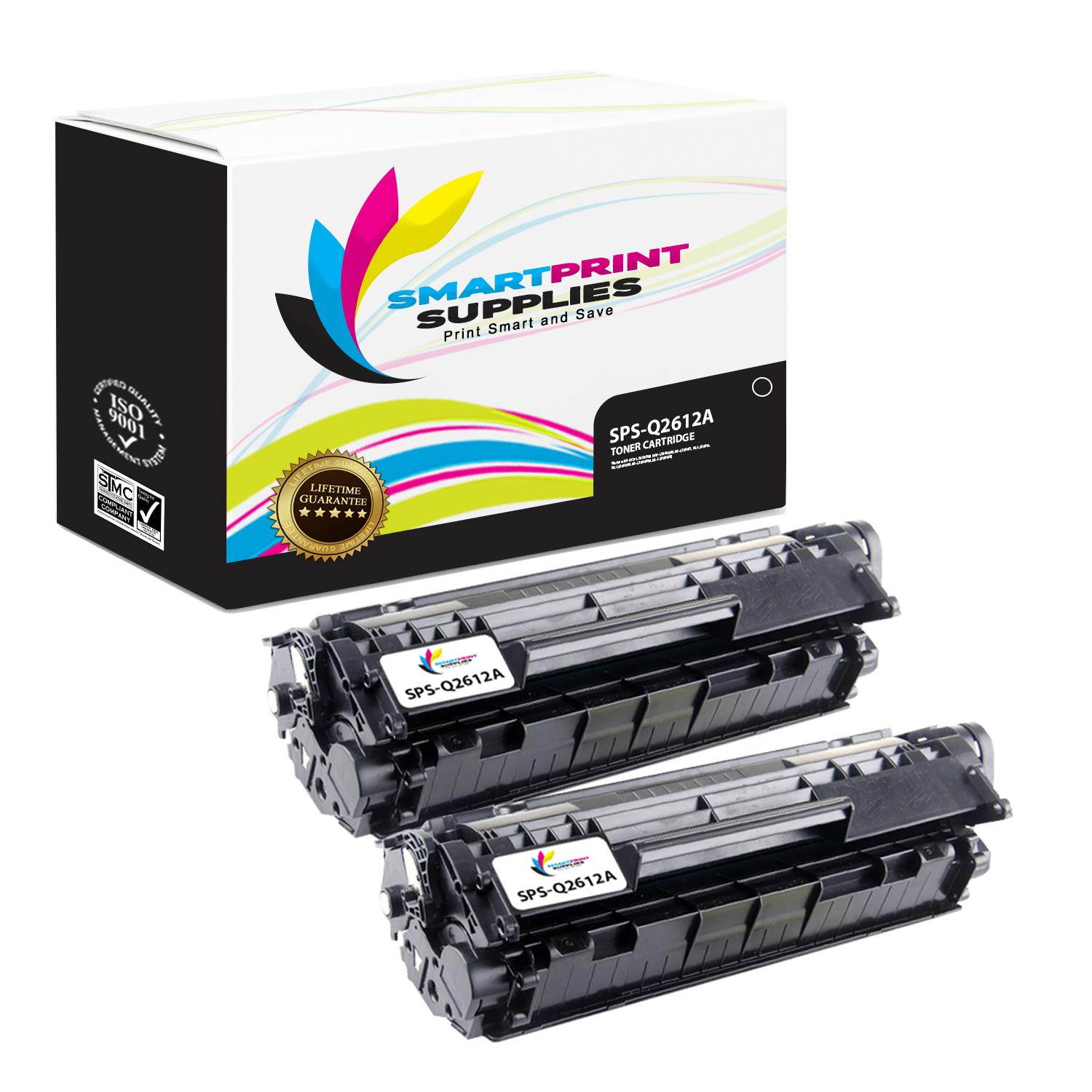 Smart Print Supplies Compatible 12A Q2612A Black Toner Cartridge Replacement for HP LaserJet 1010 1012 1015 3015 3050 Printers (2,000 Pages) - 2 Pack