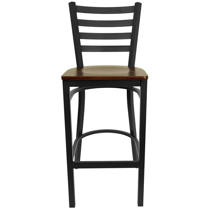 Ladder Barstool Saddle Seat Black - Riverstone Furniture Collection
