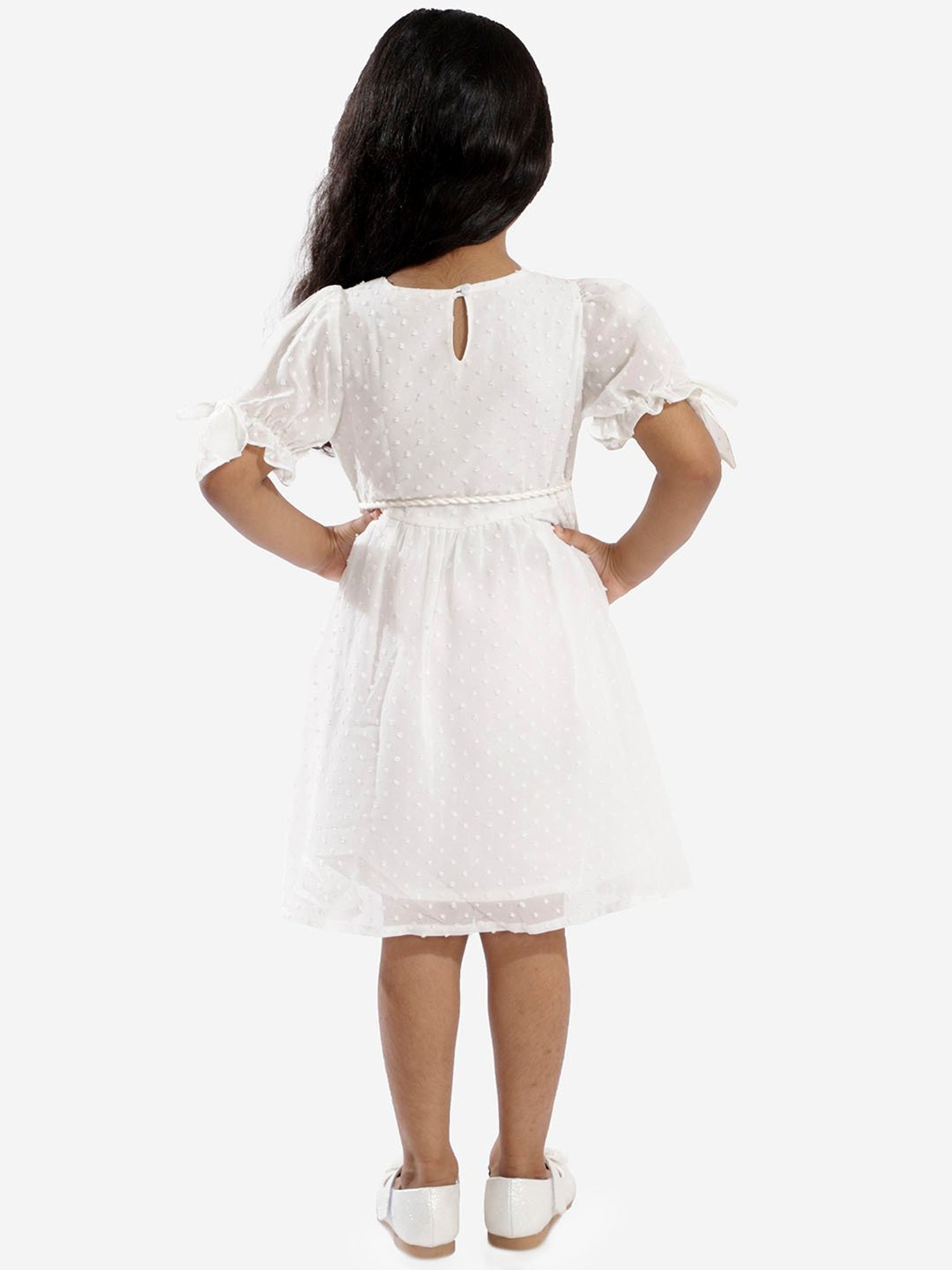 Lil Drama Kids White Printed Dress