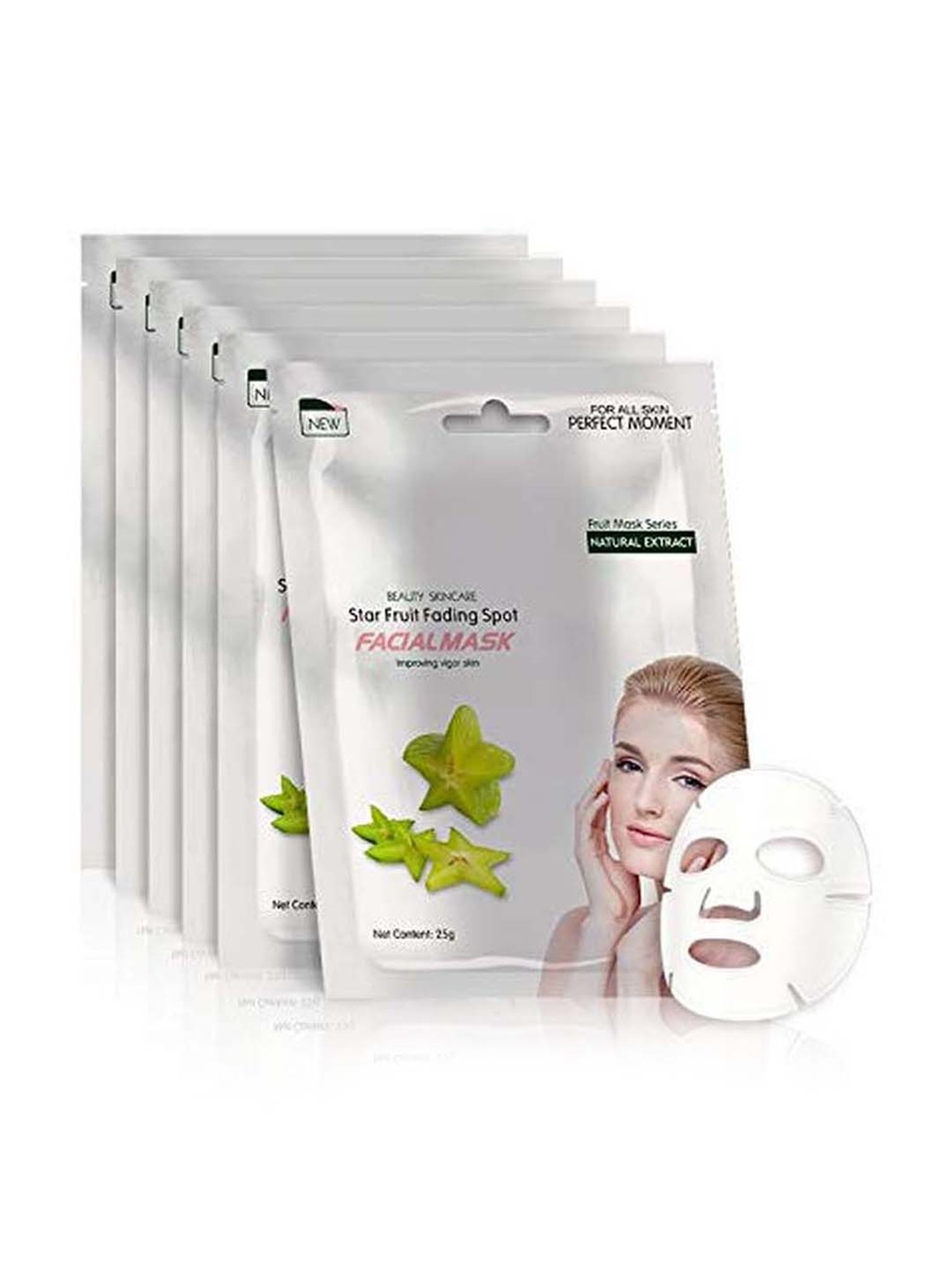 MONDSUB Starfruit Beauty Sheet Masks (Pack of 6) - 25 gm Each