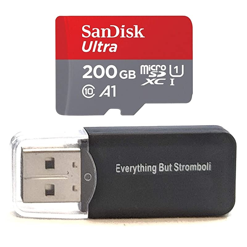 200GB Ultra Micro SDXC Memory Card Bundle Works with Samsung Galaxy A6, A6+, A8, A8 Star Phone UHS-I Class 10 (SDSQUAR-200G-GN6MN) Plus Everything But Stromboli (TM) Card Reader