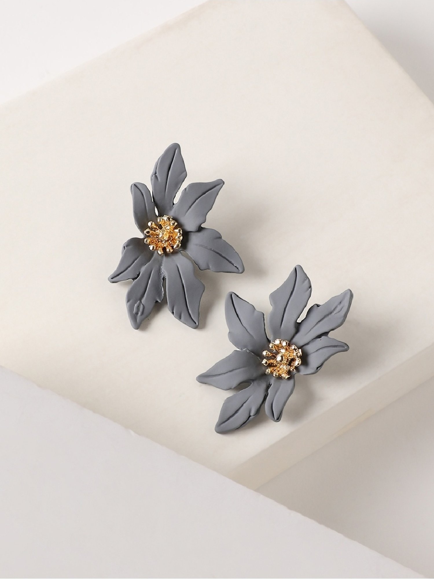 Sohi Women's Flower Odessey Stud Earrings  Moon Grey