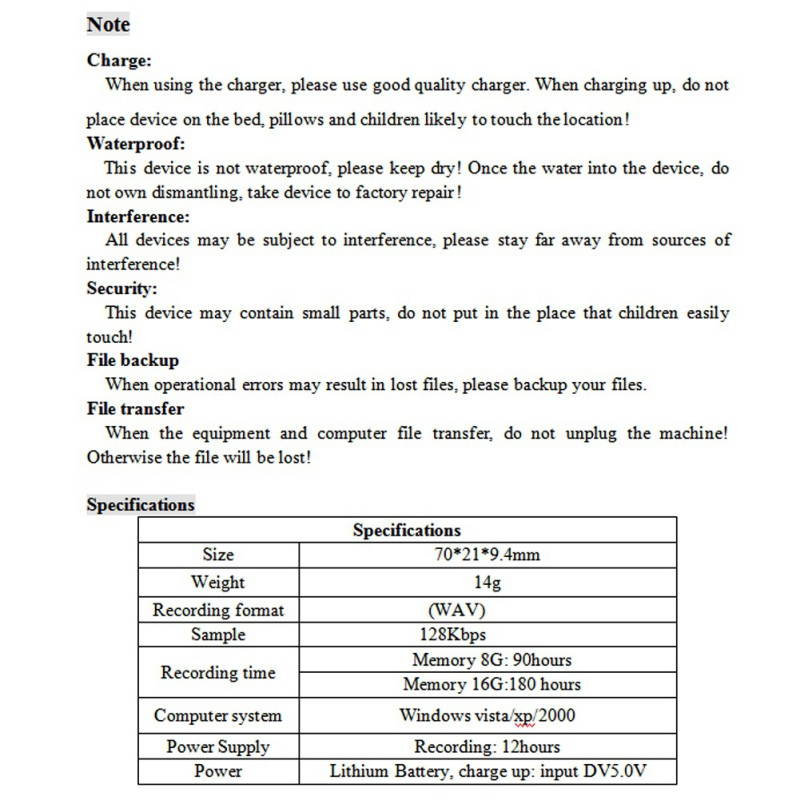 USB Memory Stick Portable Rechargeable 8GB Digital Voice Recorder Record Pen Dictaphone(Black)