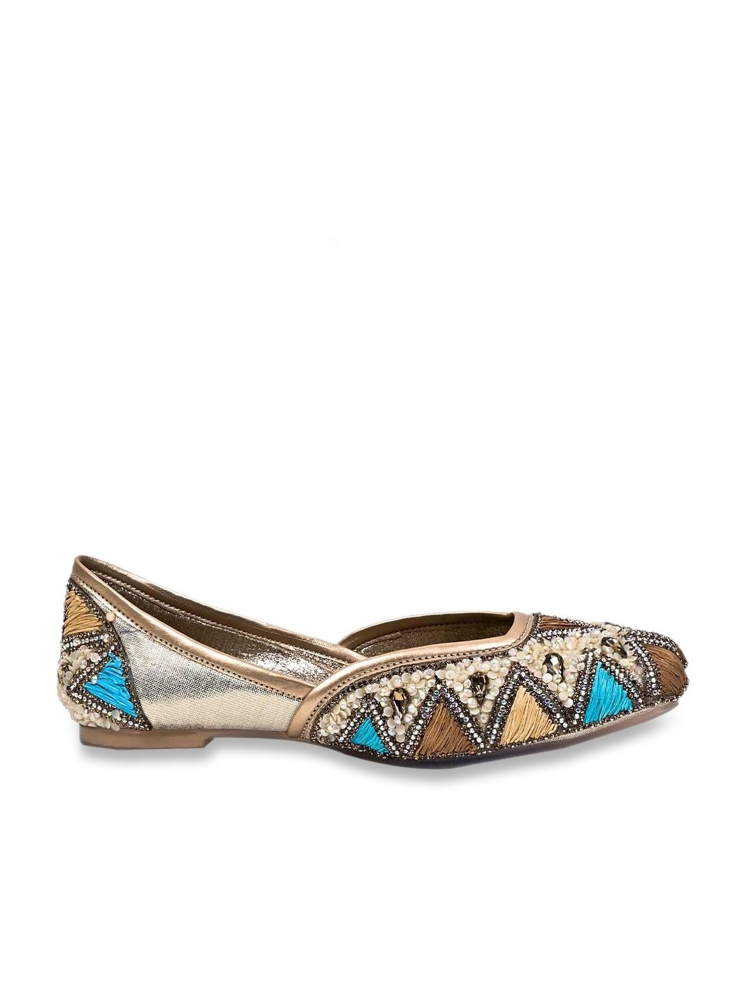 Jove Women's Gold Ethnic Juttis