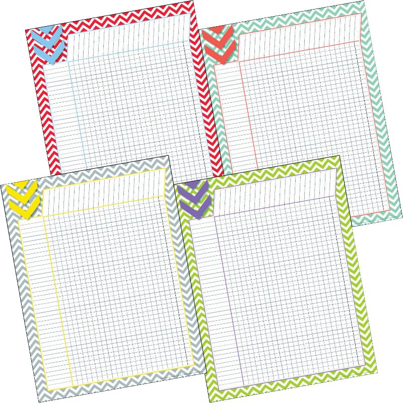 Barker Creek Beautiful Chevron Incentive Chart Set, 17 L x 22 W inches, set of 4