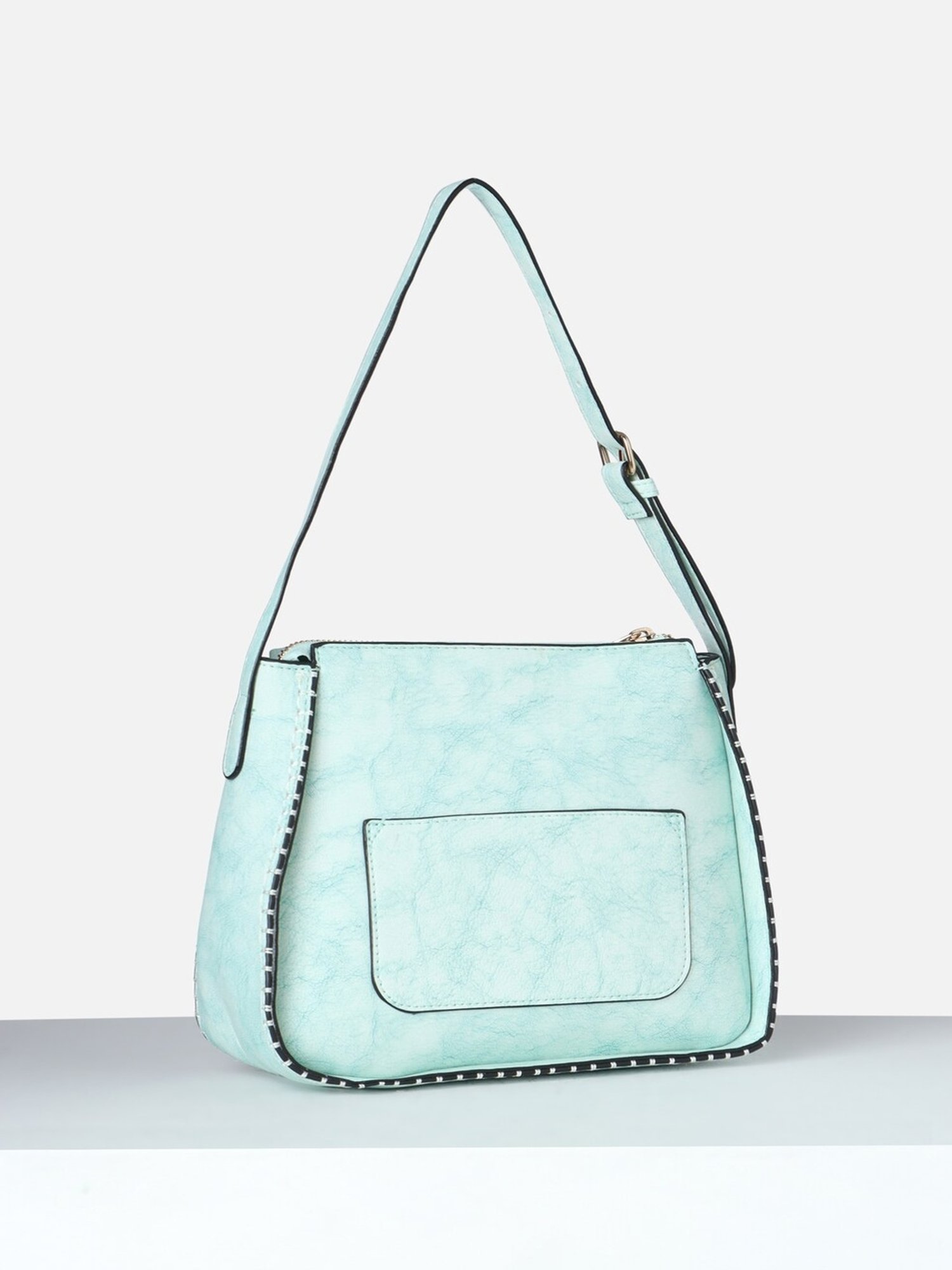 Allen Solly Green Textured Medium Shoulder Handbag