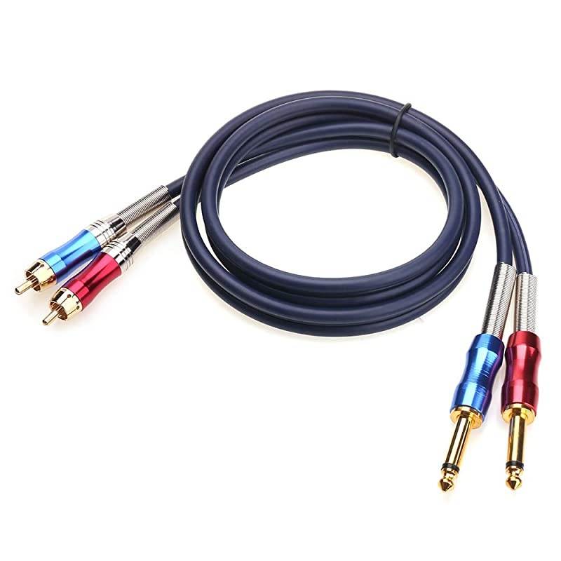 Dual 1/4 inch TS to Dual RCA Stereo Audio Interconnect Cable Patch Cable Cords -9.8 ft