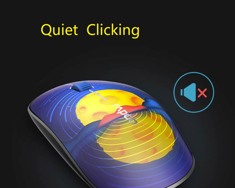 Rapoo M200  Ergonomic Design, Ultra-thin and Portable Colorful Exterior 2.4GHz Wireless Quiet Clicking Mouse For Office And Game - Blue