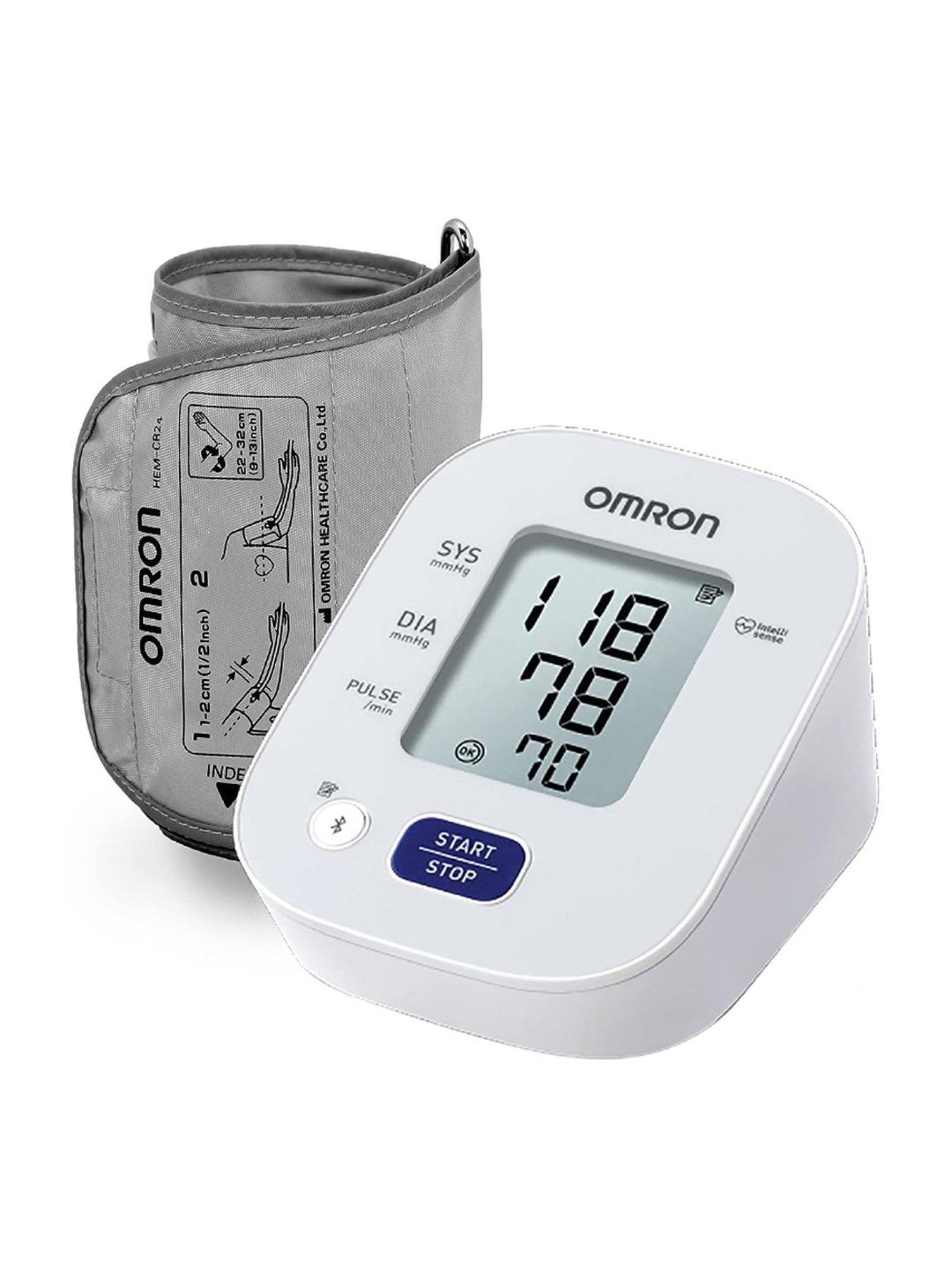 Omron HEM 7143T1 Digital Bluetooth Blood Pressure Monitor with Cuff Wrapping Guide (White)