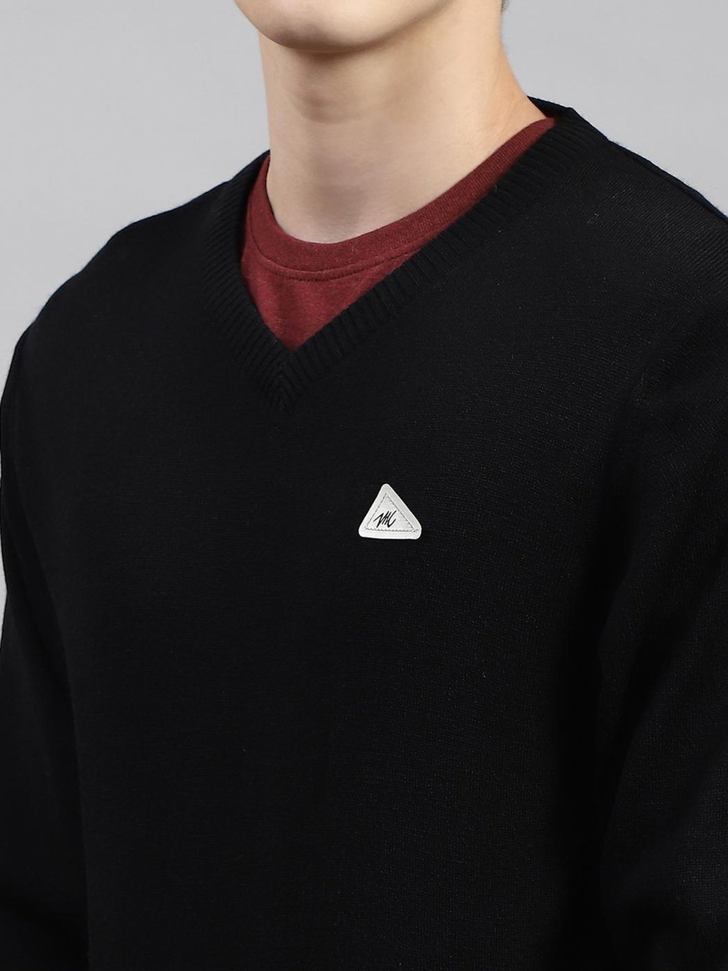 Monte Carlo Black Wool Blend Regular Fit Solid Pullover