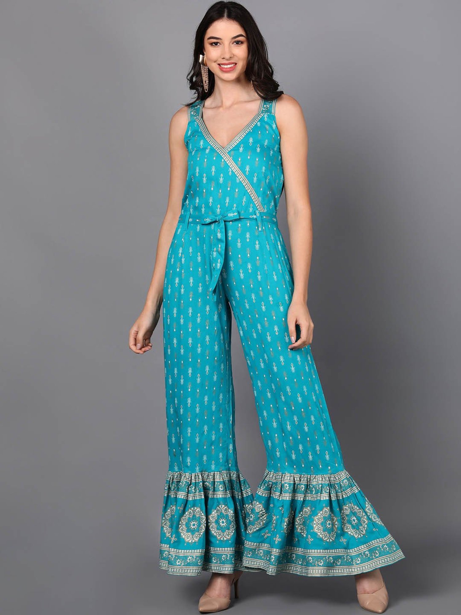 Kipek Turquoise Printed Jumpsuit