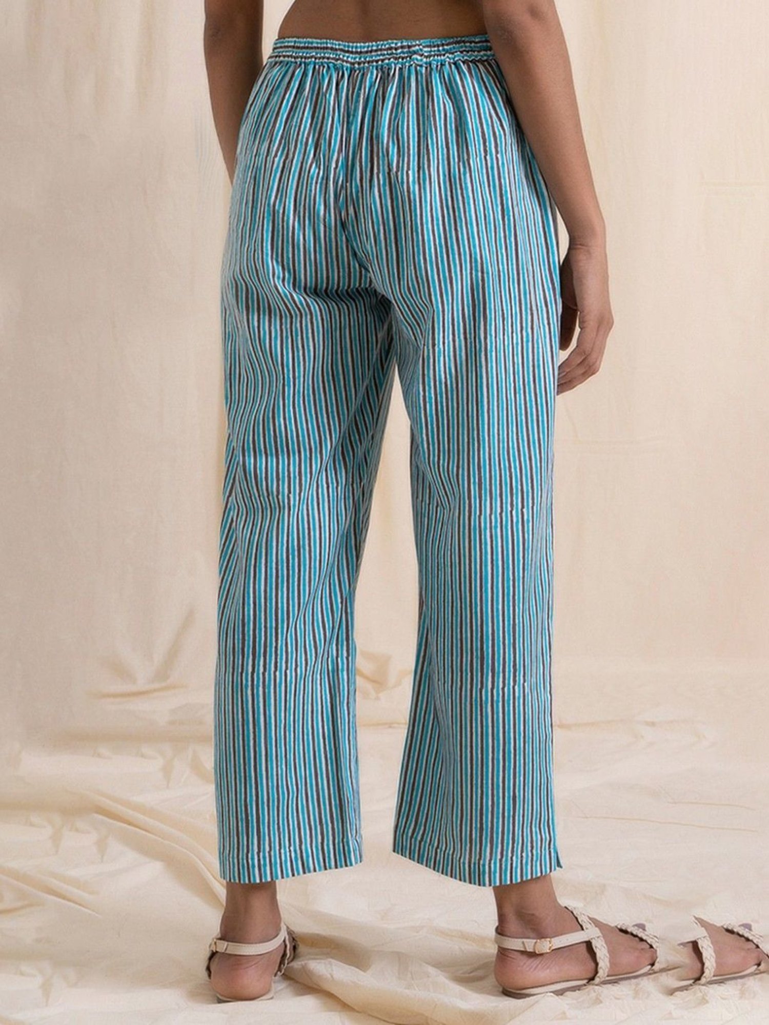 Akiso Aloha Grey & Blue Straight Pajama Pants