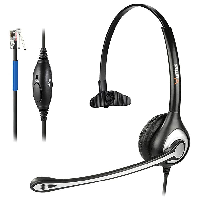 Corded Telephone RJ9 Headset Monaural with Noise Canceling Microphone for Call Center Telephone Systems with Plantronics M10 M12 M22 MX10 Amplifiers or Cisco 7942 7971 Office IP PhonesF600C1