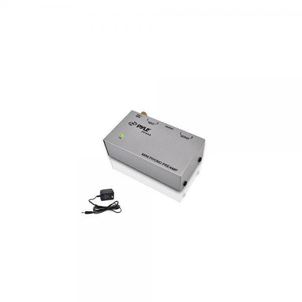 Pyle Phono Turntable Preamp - Mini Electronic Audio Stereo Phonograph Preamplifier with RCA Input, RCA Output & Low Noise Operation Powered by 12 Volt DC Adapter (PP444)