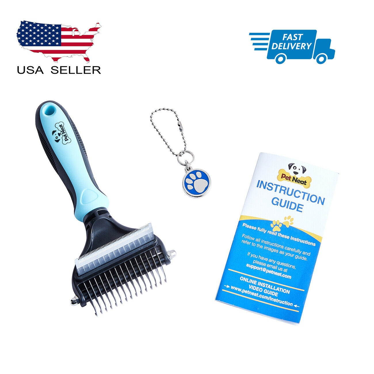 2 Sided Dog Brush for Shedding Pet Grooming Hair Removal Pet Undercoat Rake